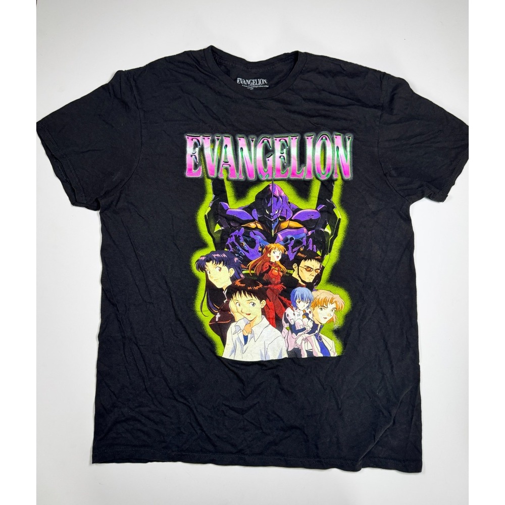 Evangelion T Shirt Mens Large Black Graphic Anime Shinji Rei Asuka Unit 01 Khara